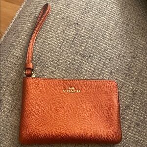 Coach Metallic Orange Wristlet